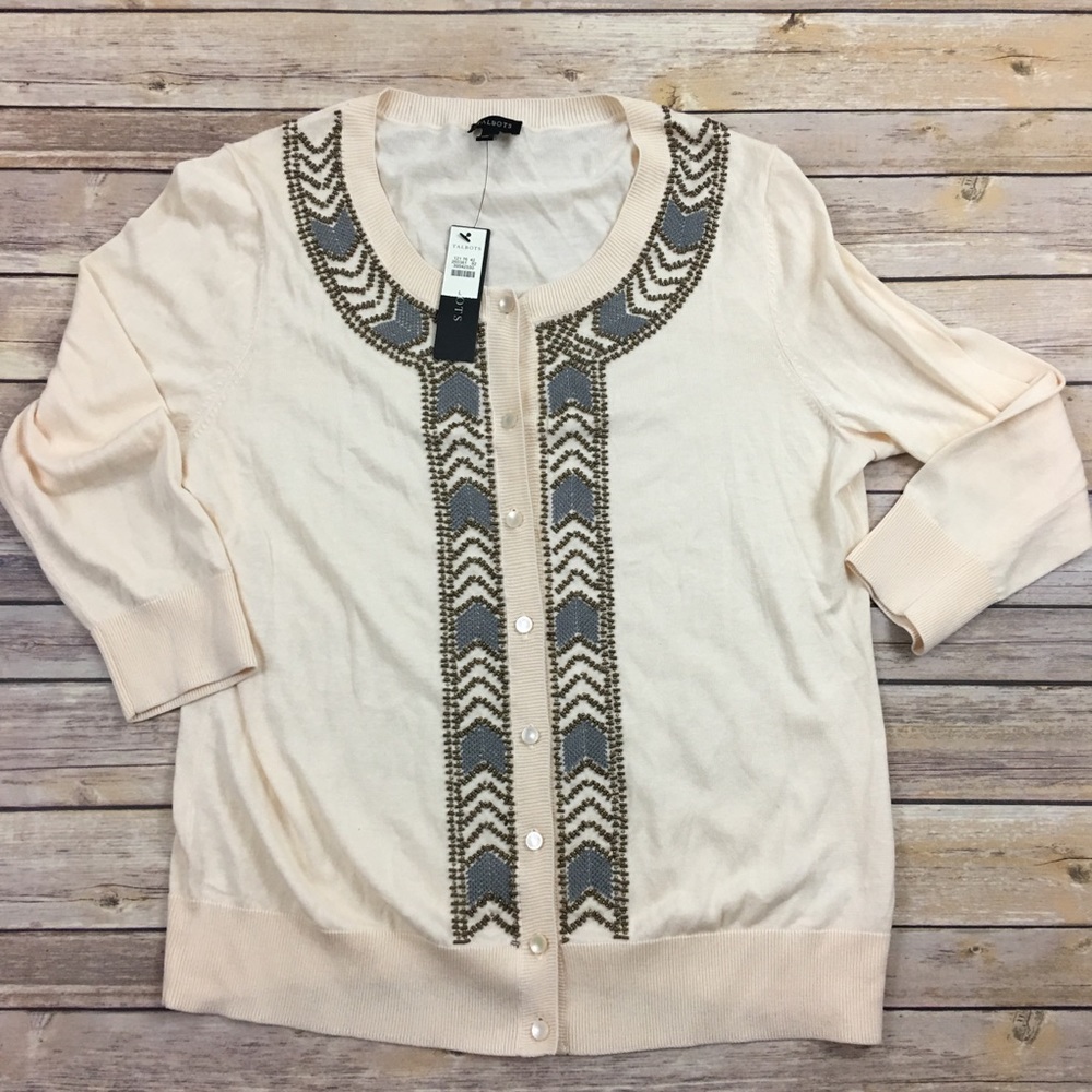 Talbots embellished beaded cardigan